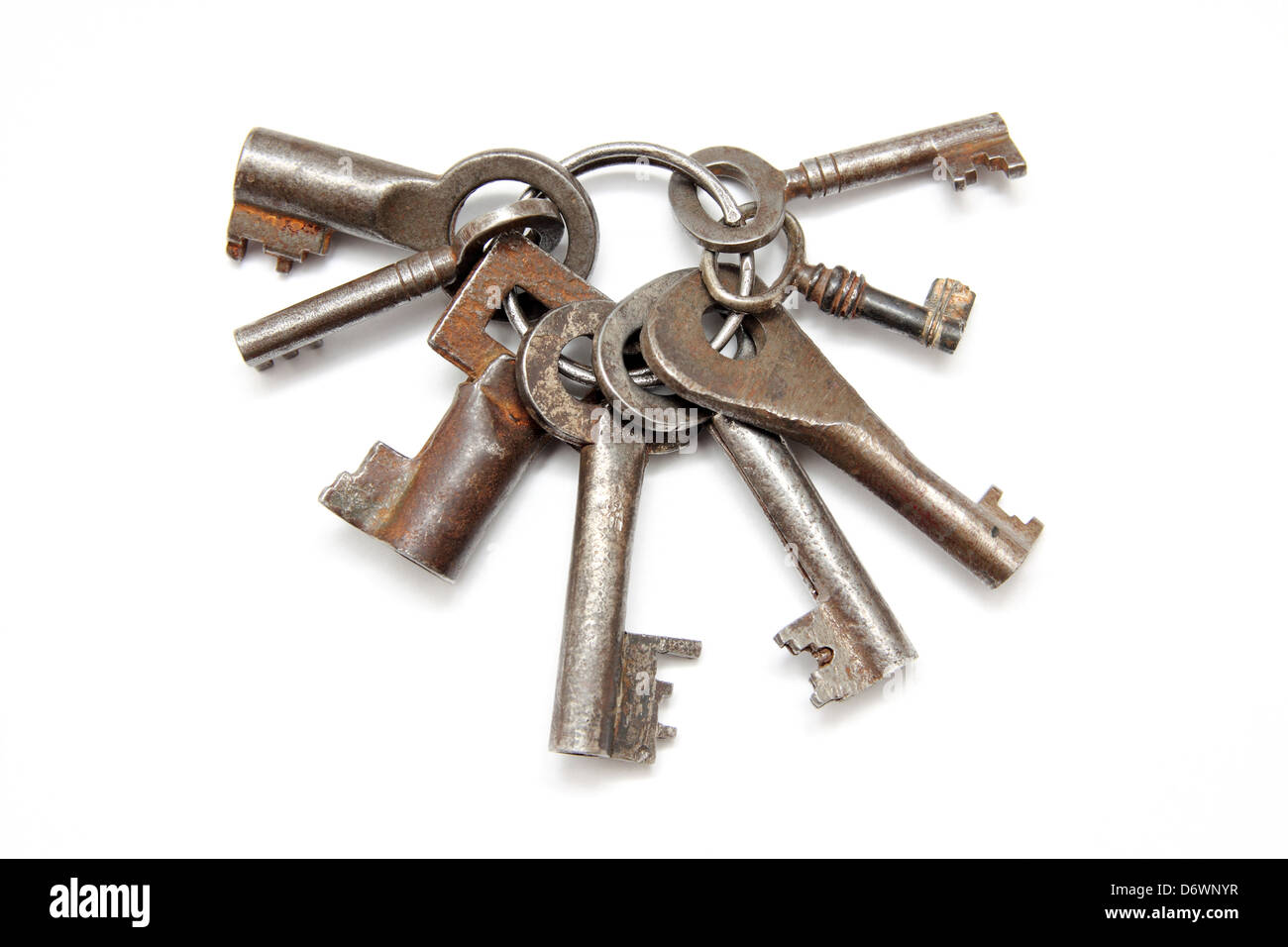 bunch of old metal keys on a ring Stock Photo - Alamy