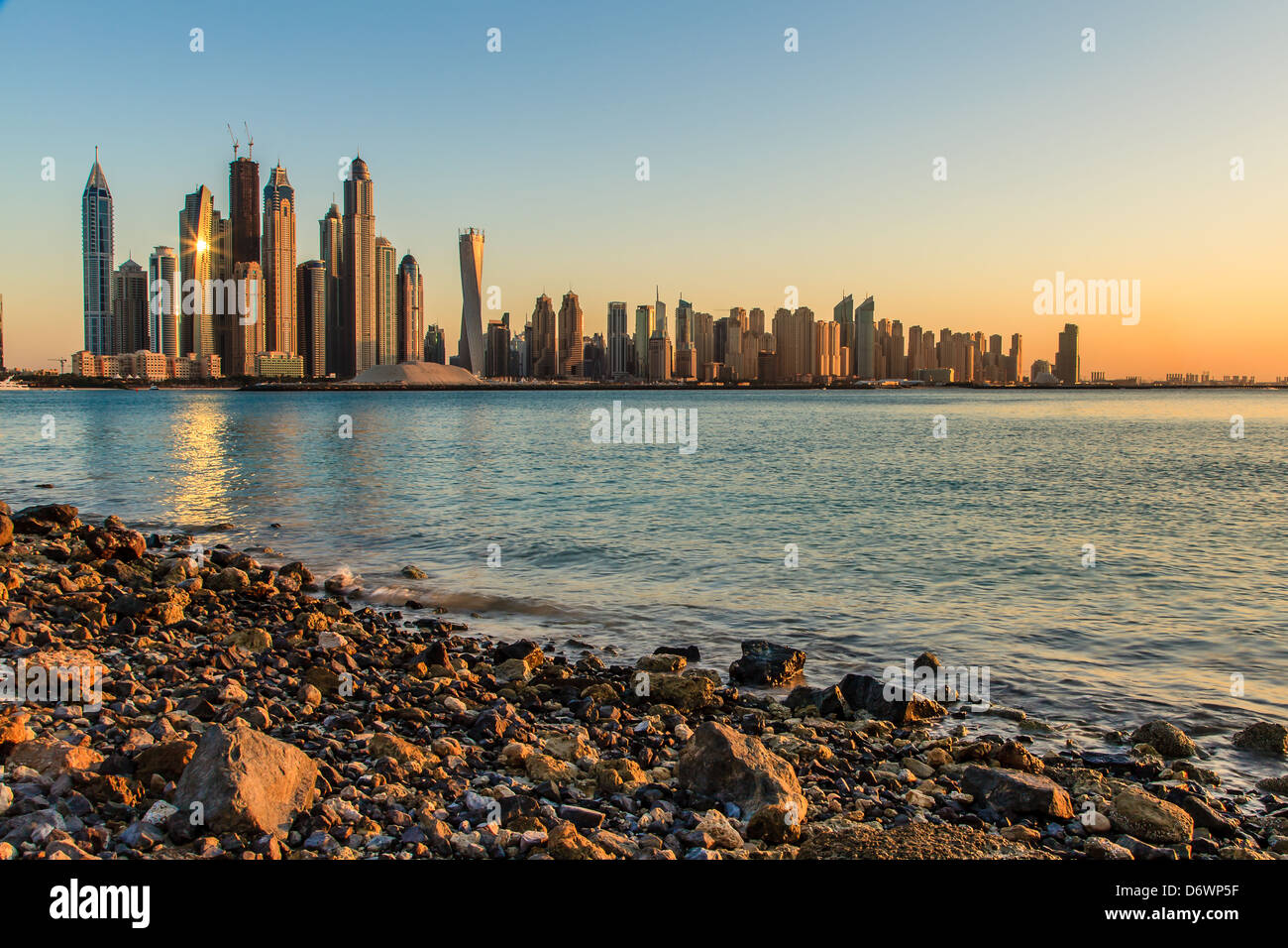 Dubai Marina view from the Palm island Stock Photo
