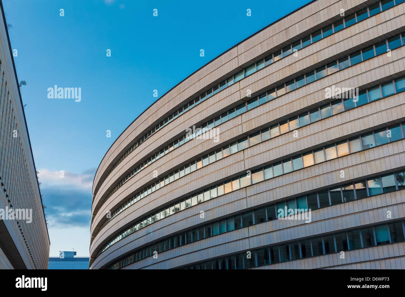 Abstract modern building detail background with sky color reflection Stock Photo