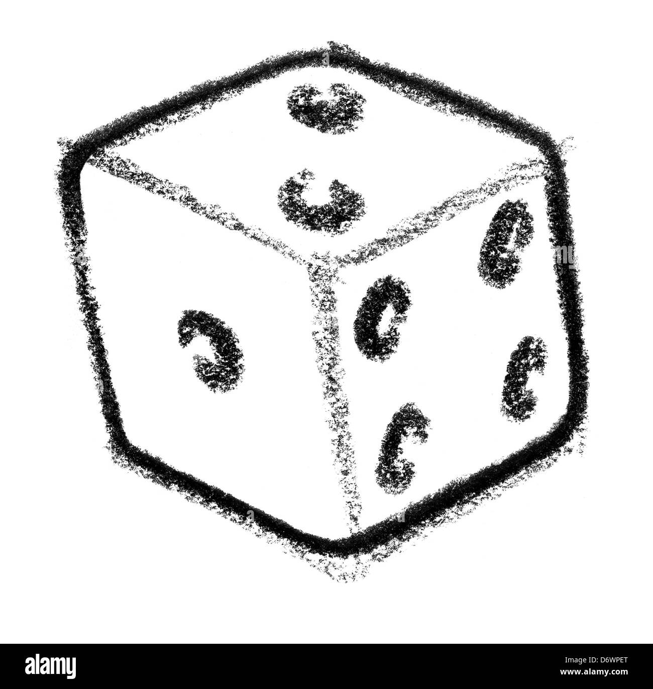 crayonsketched illustration of a gambling dice Stock Photo Alamy