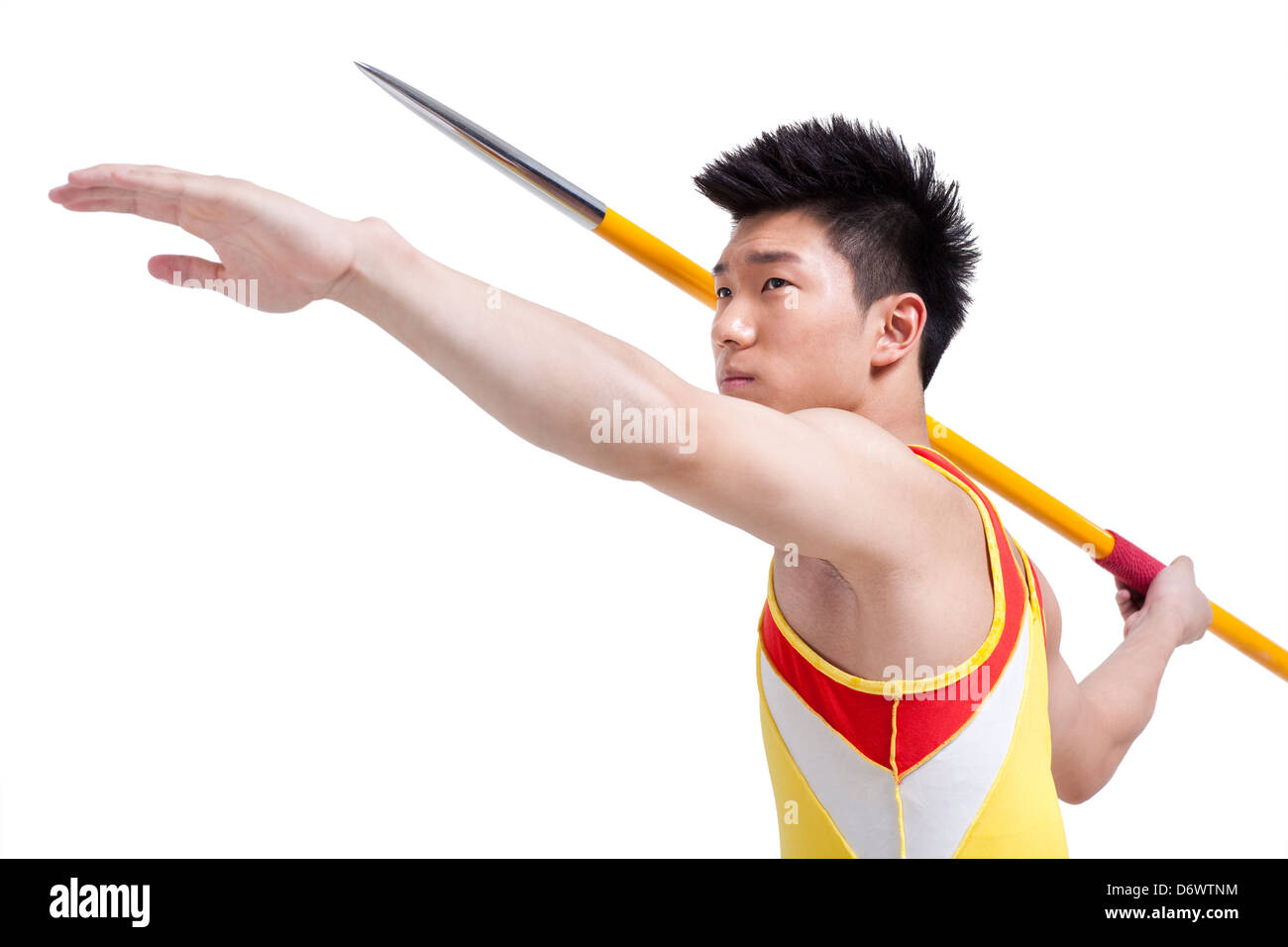 Male athlete throwing javelin Stock Photo Alamy