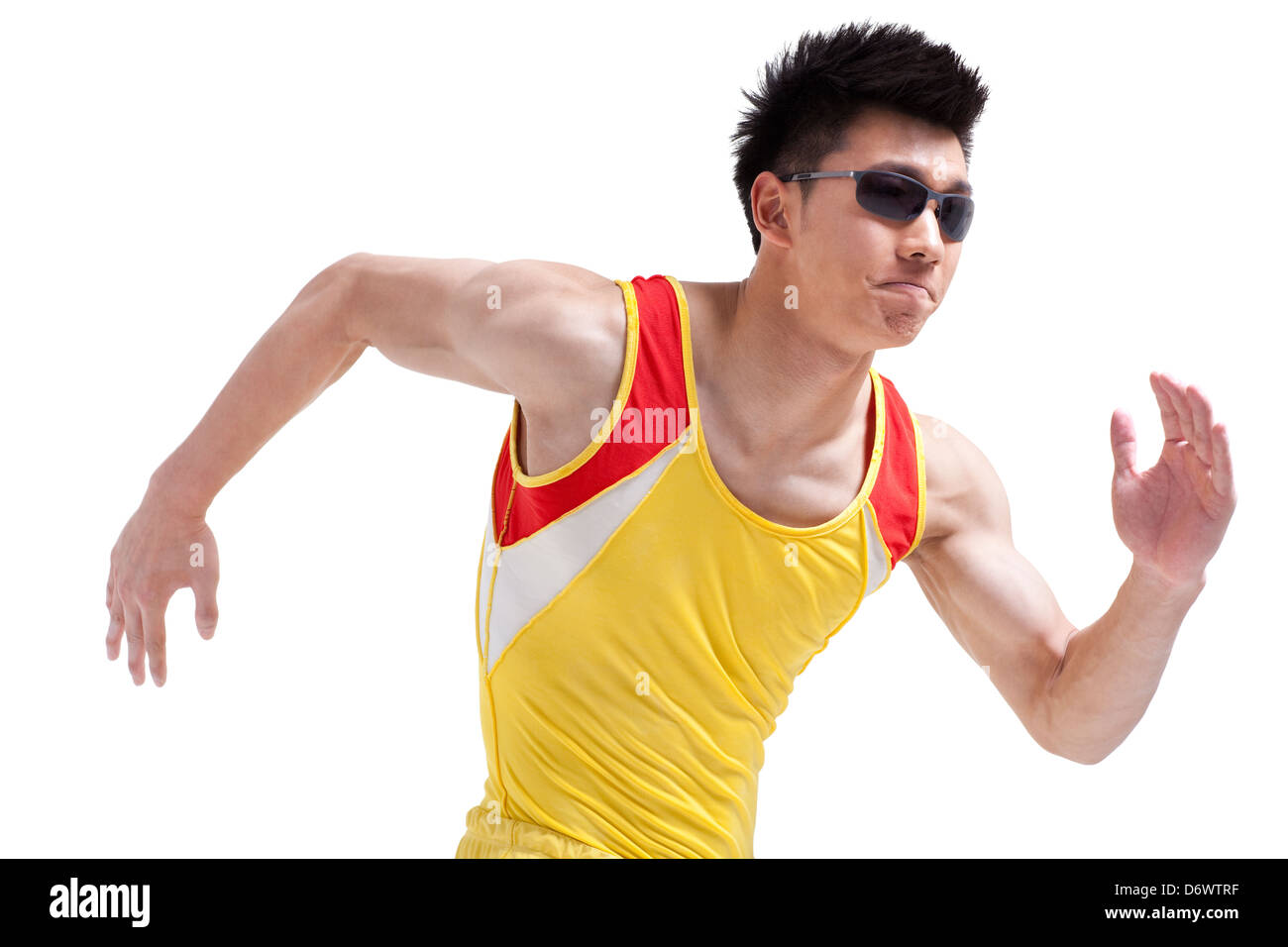 Male athlete running with sunglasses Stock Photo Alamy