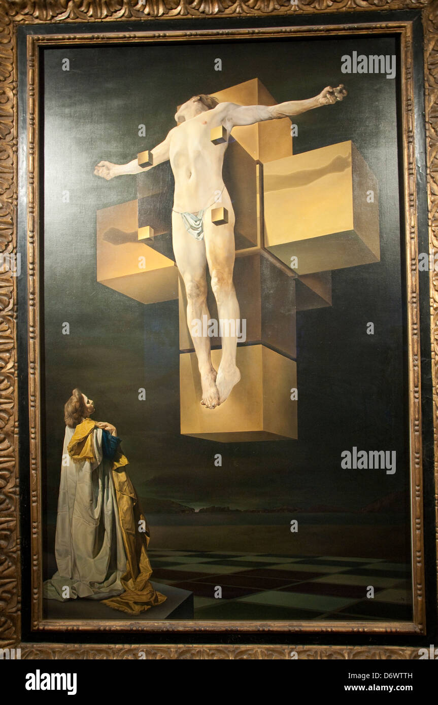 Crucifixion by Salvador Dali (1954) in the Metropolitan Museum of Art, (Met) New York City USA Stock Photo