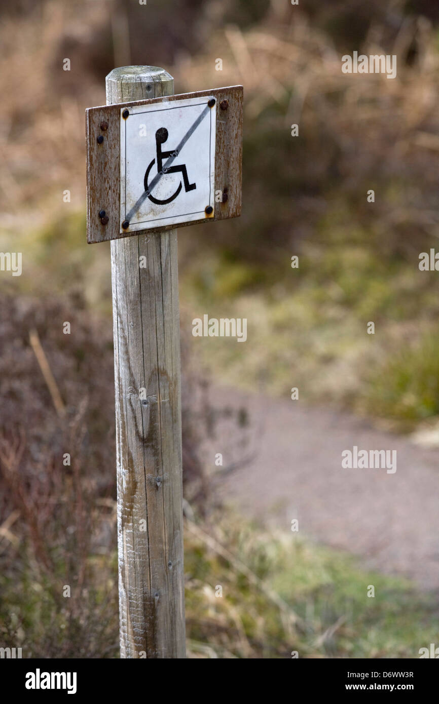 Path with wheelchair sign. Stock Photo