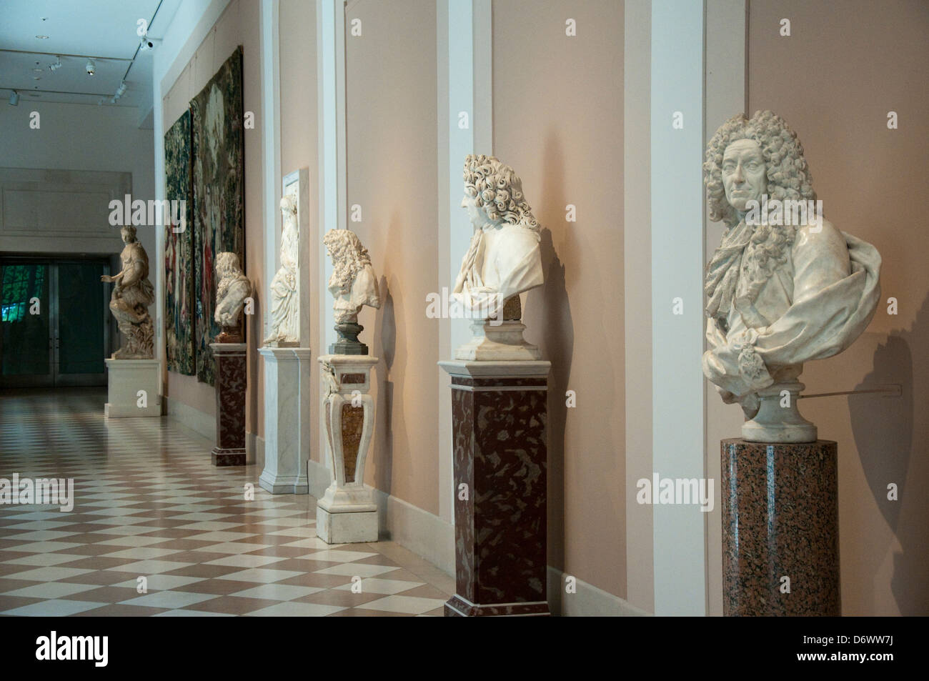 Busts in the European Sculpture and Decorative Art gallery in the