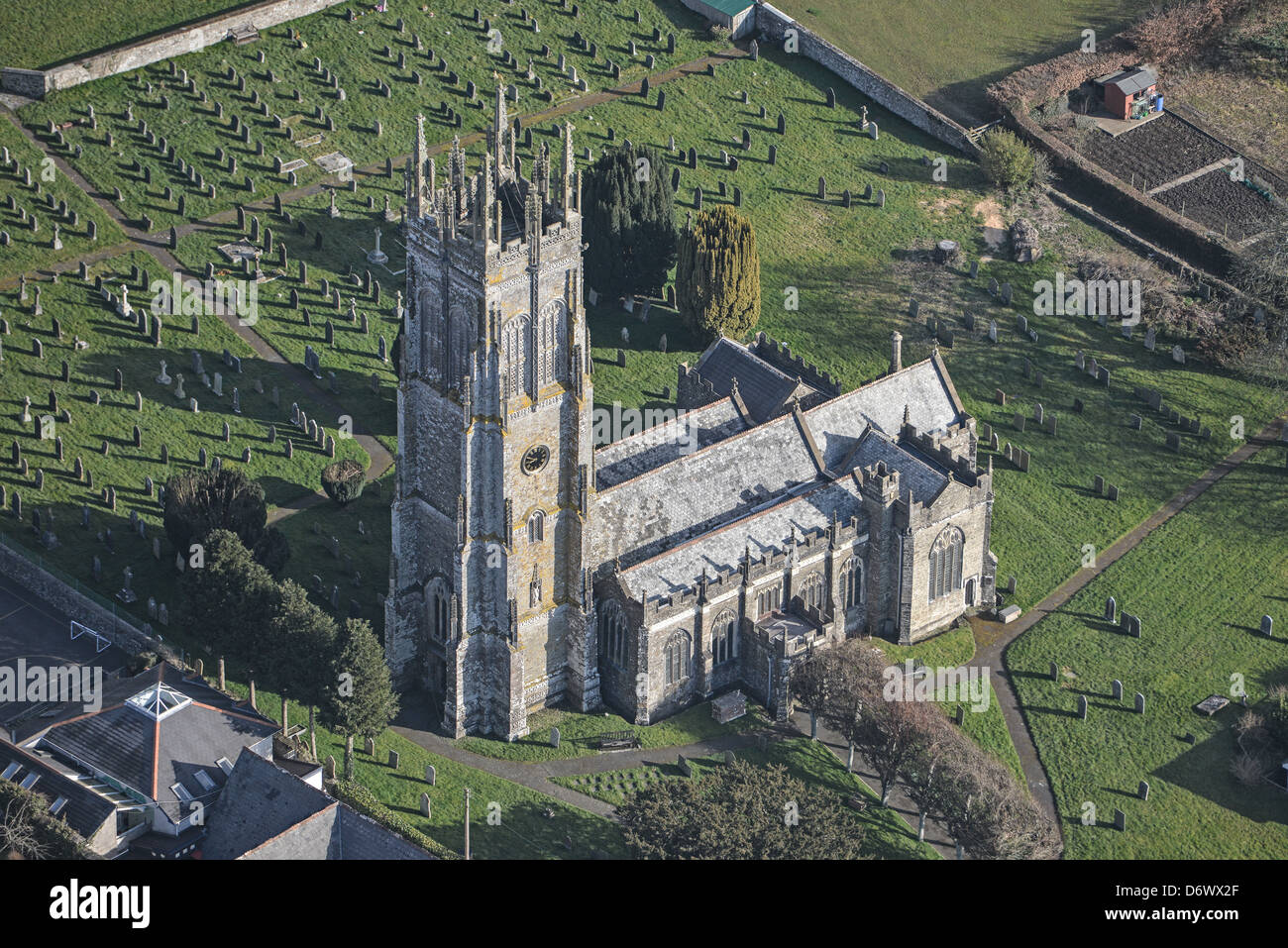 aerial-photograph-of-st-hieritha-s-church-chittlehampton-devon-stock