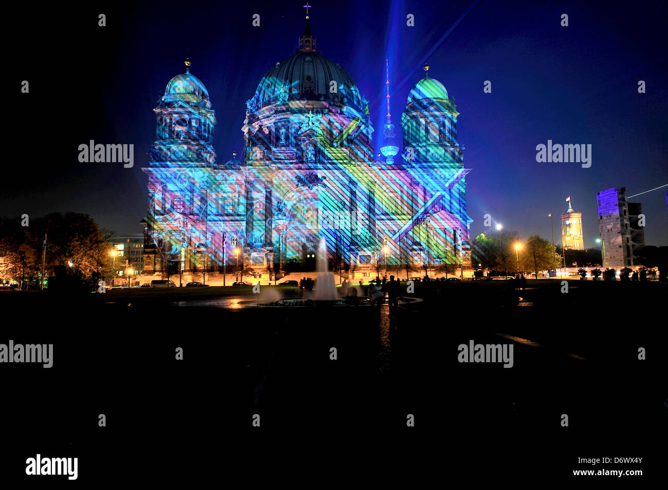 berlin, berliner, church, dom, night, old, germany, historical, travel, europe, Dom und Fernsehturm, Berliner Dom, Stock Photo