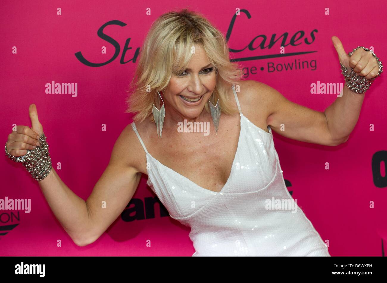 The screenwriter, director and actress Birgit Stein poses on the red carpet during the premiere of the film 'Ohne Gnade' ('Without Mercy') in Berlin, Germany, 23 April 2013.  Photo: Tim Brakemeier Stock Photo