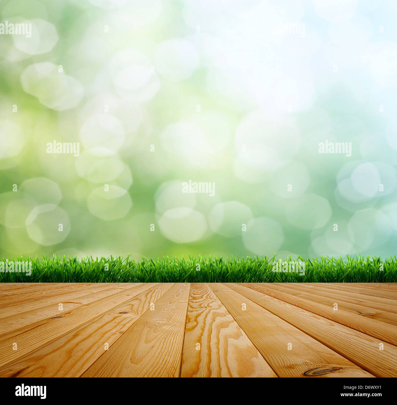 planed floor and grass on the background bokeh Stock Photo - Alamy