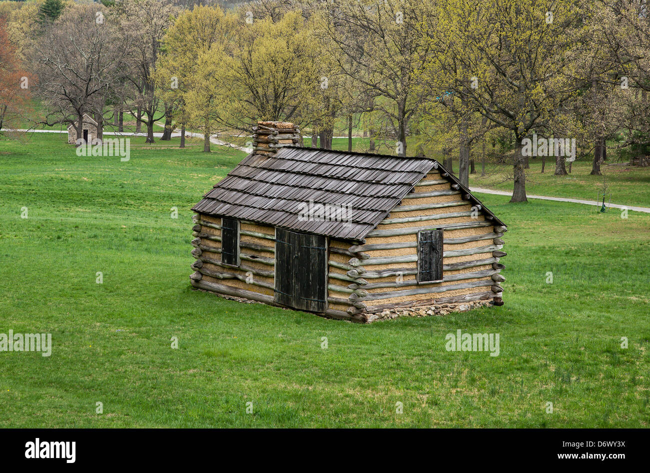 Encampment cabin at Vally Forge National Historic Park, Pennsylvania, USA Stock Photo