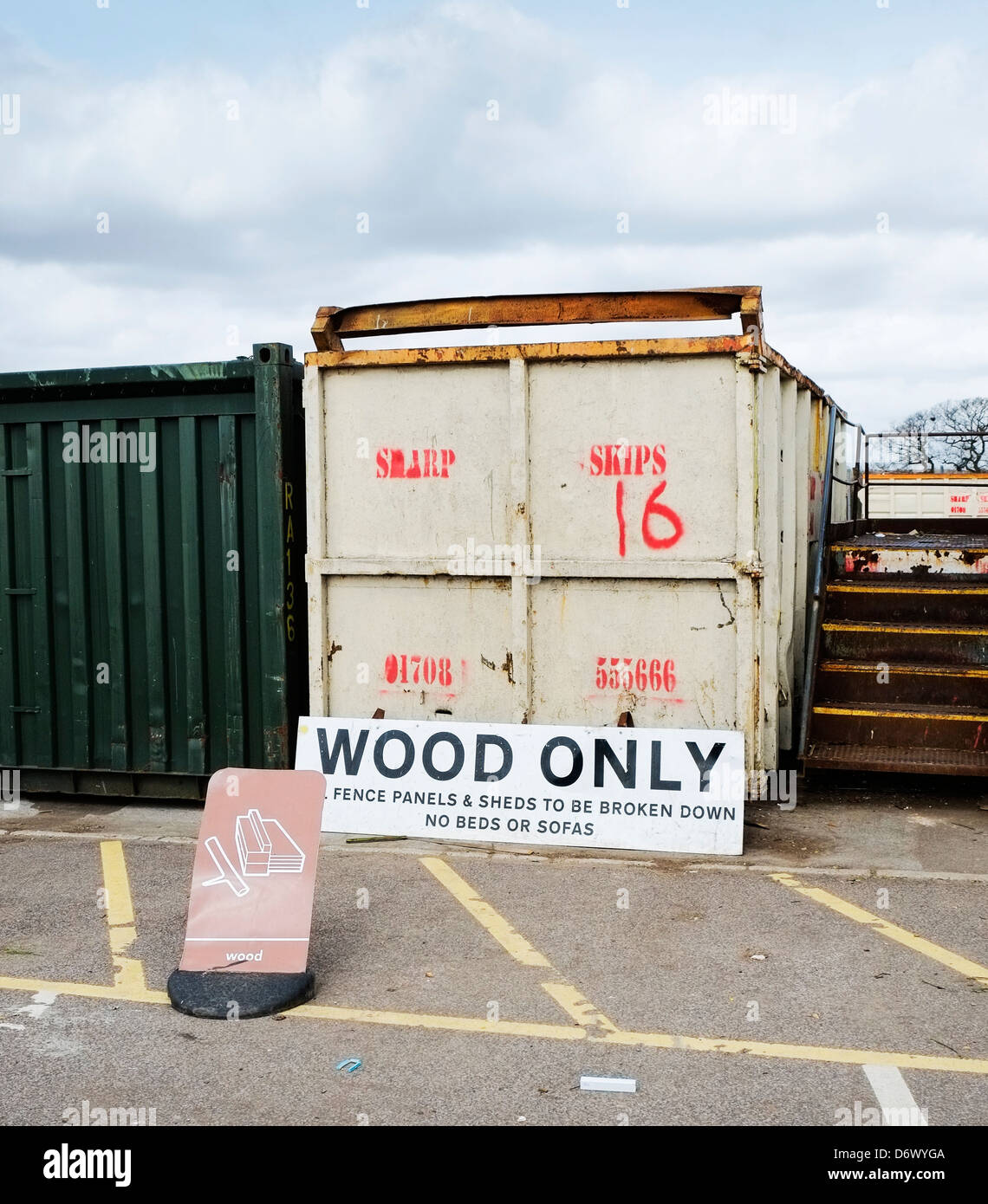 Containers in a recycling centre in Essex. Stock Photo