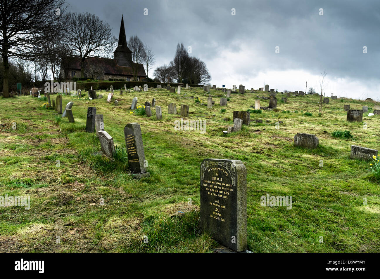 The historic graveyard St Nicholas Church in Basildon Stock Photo Alamy