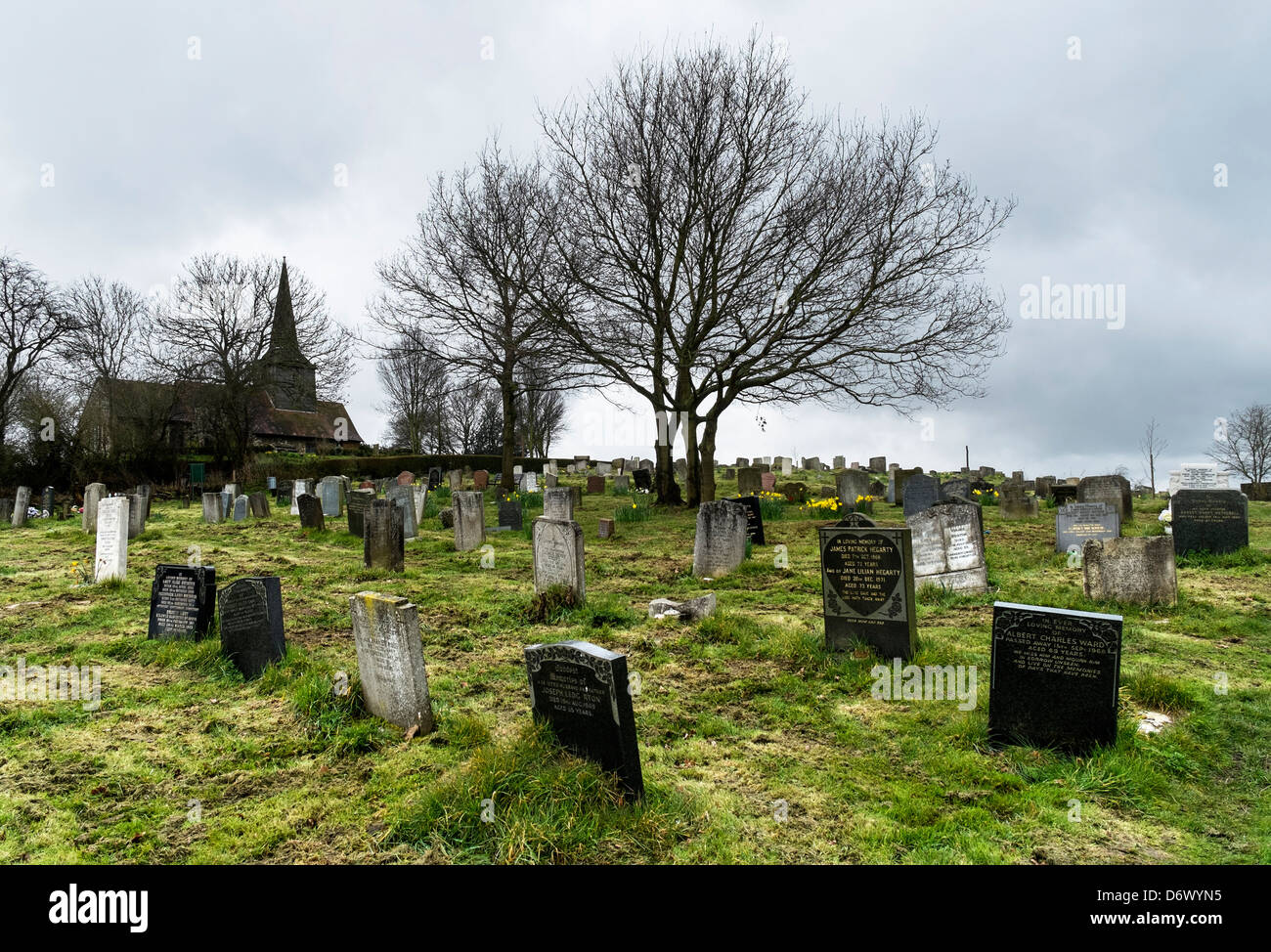 The historic graveyard St Nicholas Church in Basildon Stock Photo Alamy