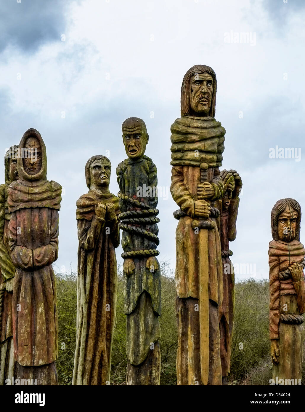 The sculpture 'After The Uprising' by Robert Koenig at Wat Tyler Country Park in Piste in Essex. Stock Photo