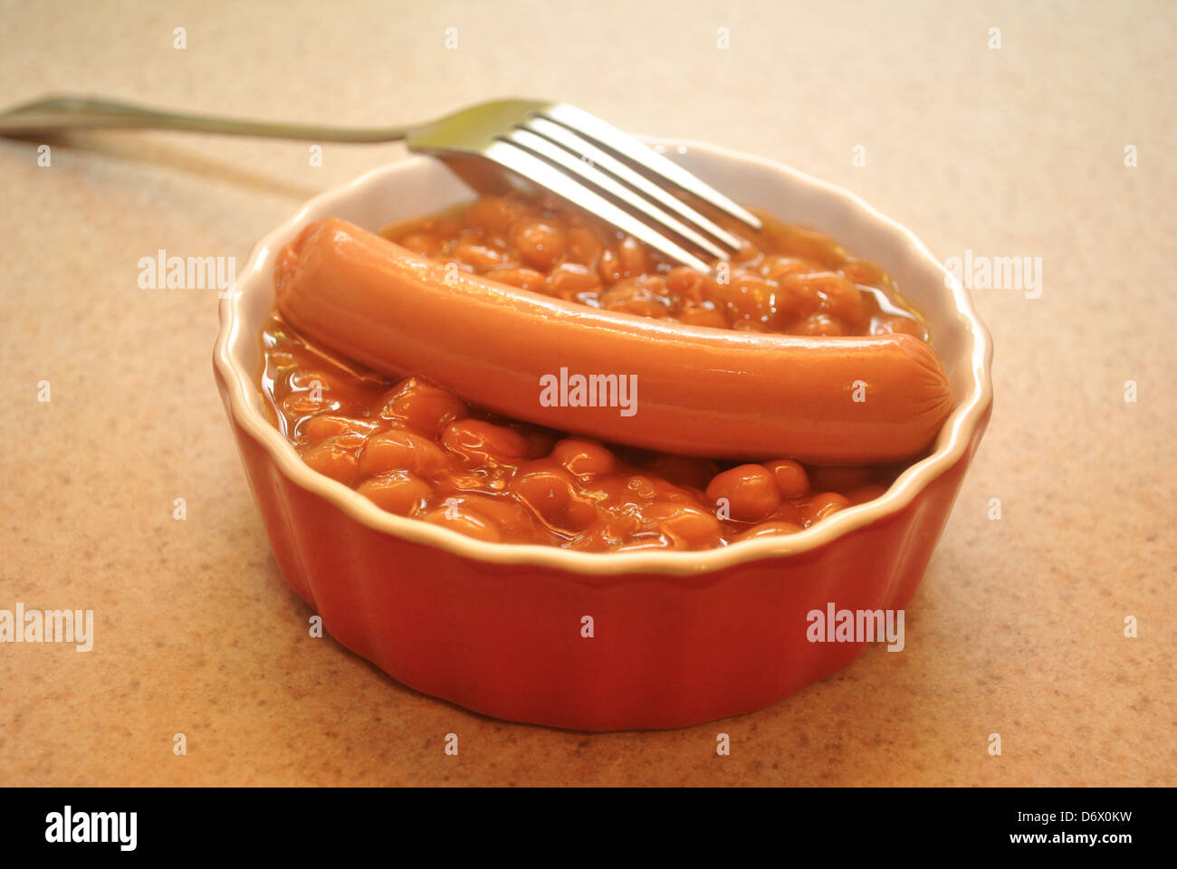 Canned Baked Beans with a Whole Hotdog Stock Photo Alamy