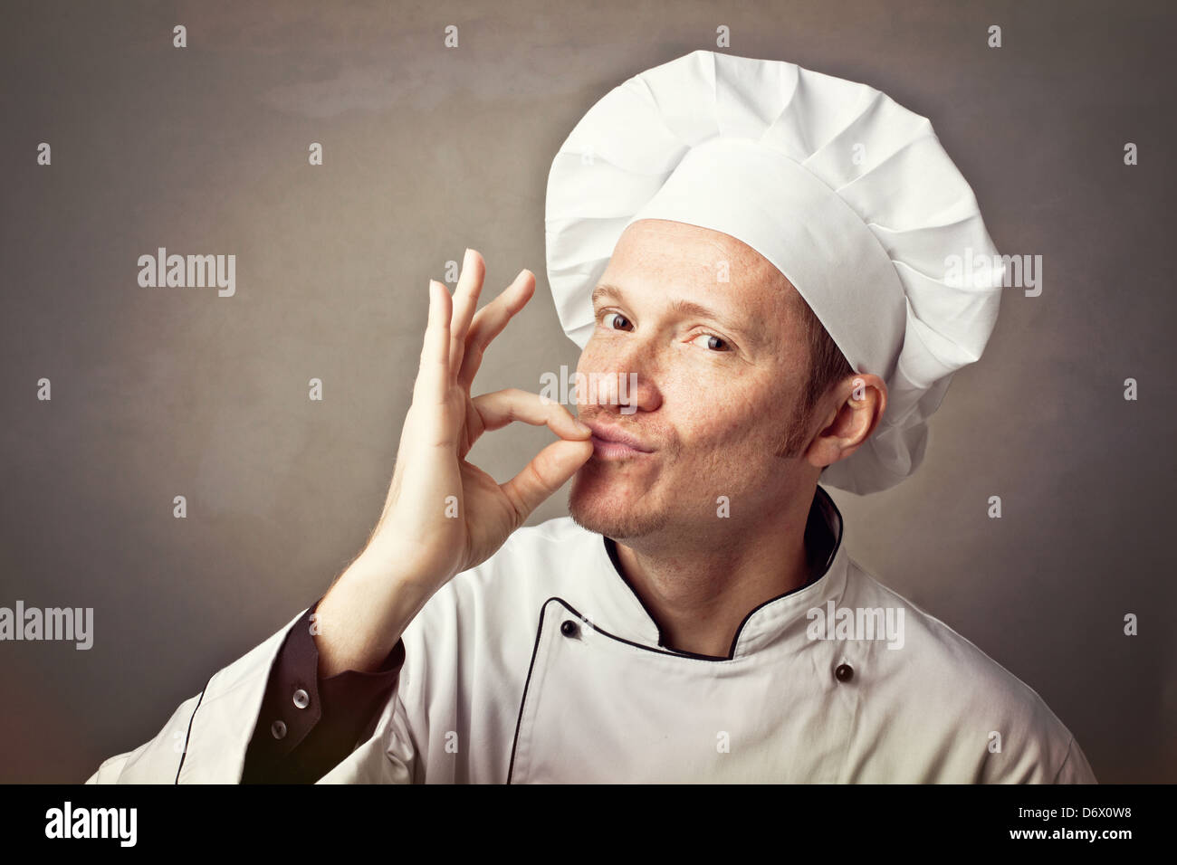 portrait of caucasian man with chef uniform Stock Photo