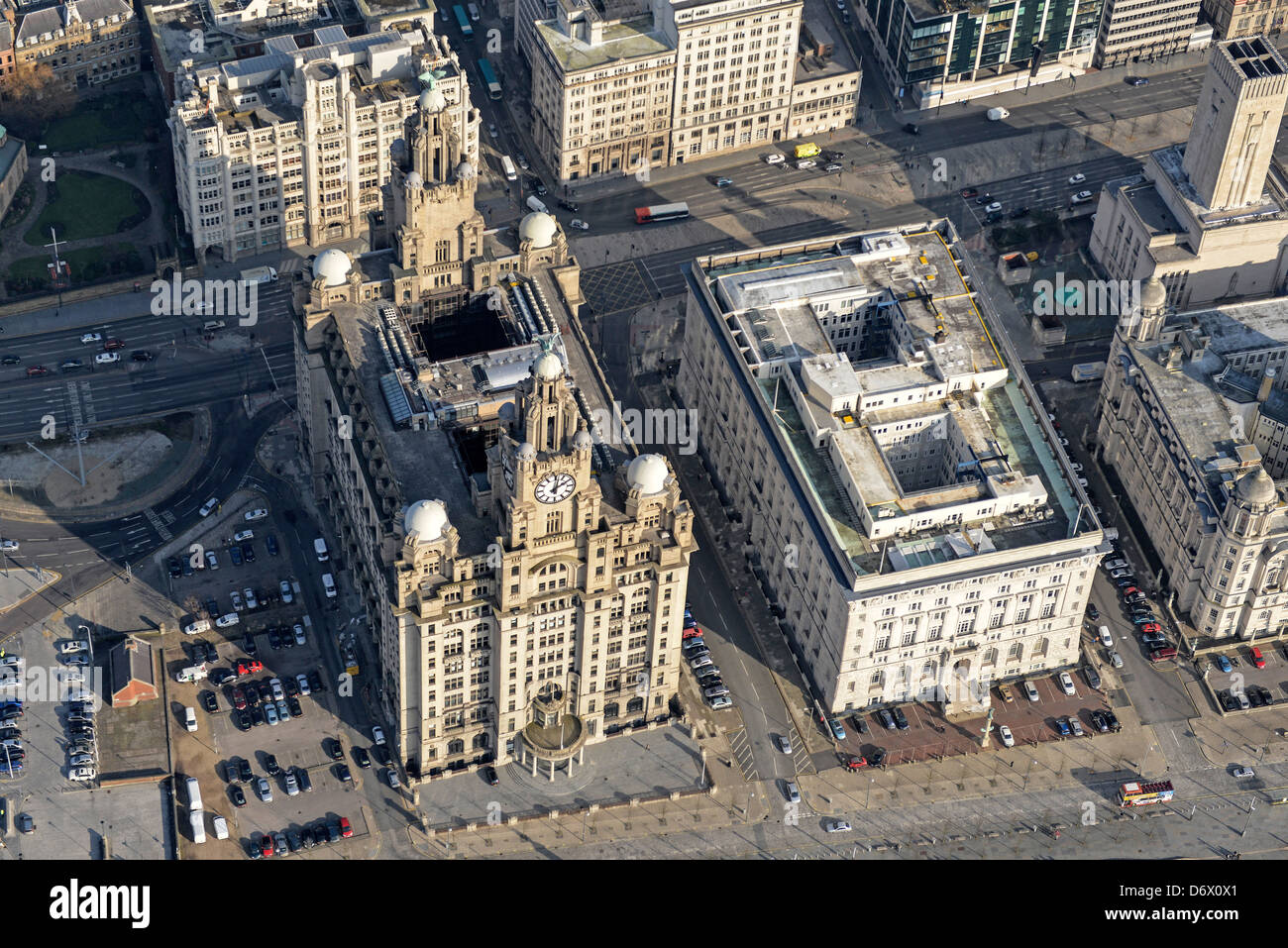 Aerial photograph of the Liver Building Stock Photo