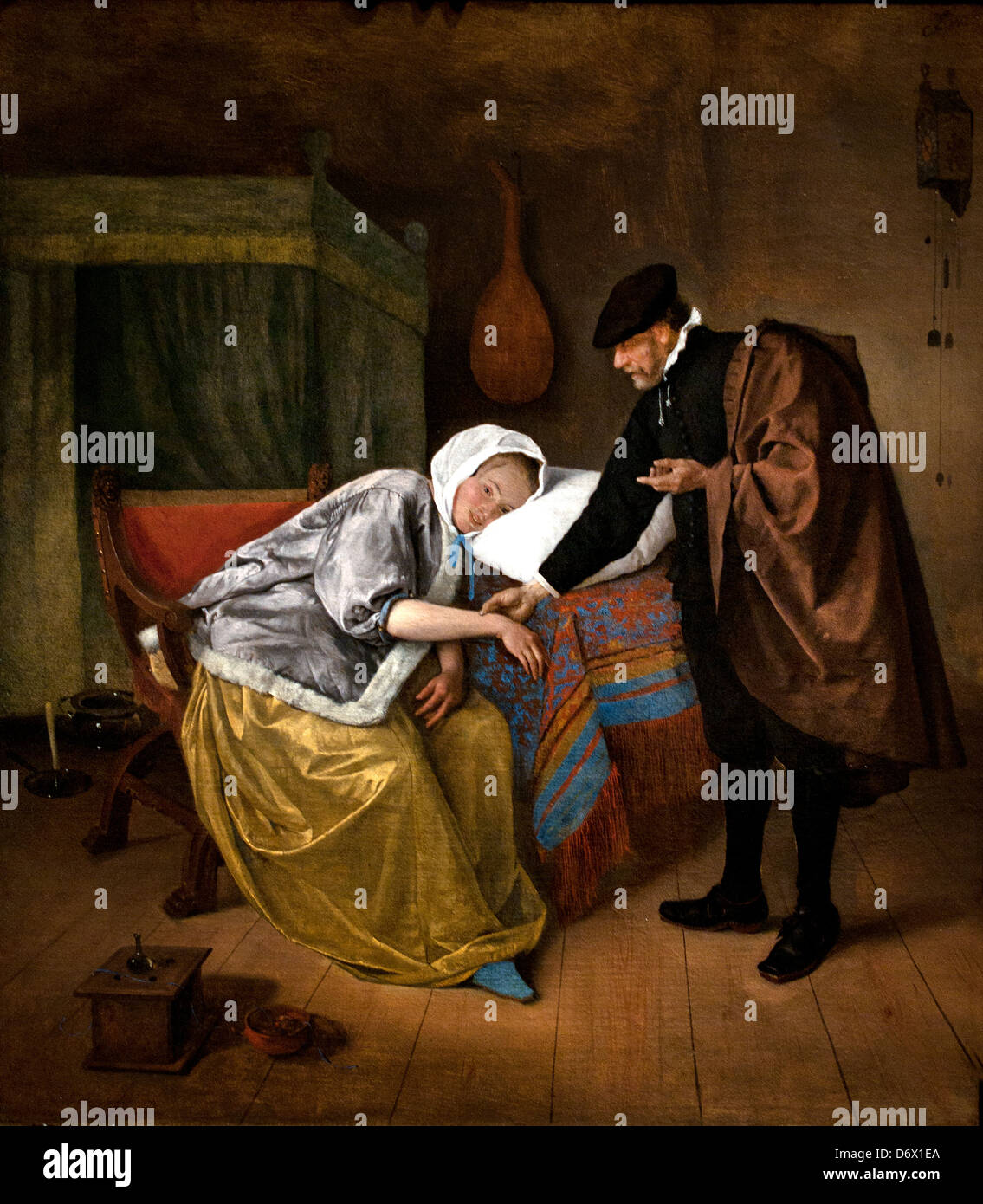The Sick Woman 1665  Jan Havickszoon Steen 1626 - 1679 Netherlands Dutch Holland Stock Photo