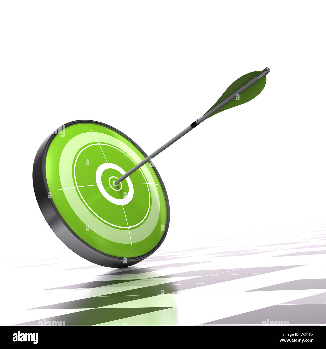 Green target and arrow over a checker background Stock Photo