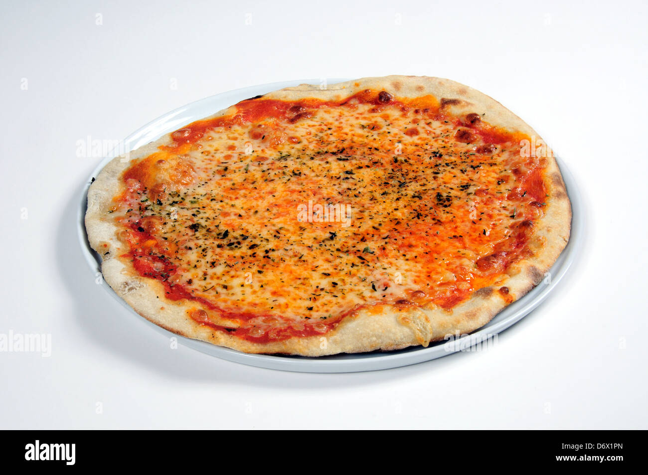 Stone baked Italian Cheese and tomato Pizza Margarita Stock Photo Alamy