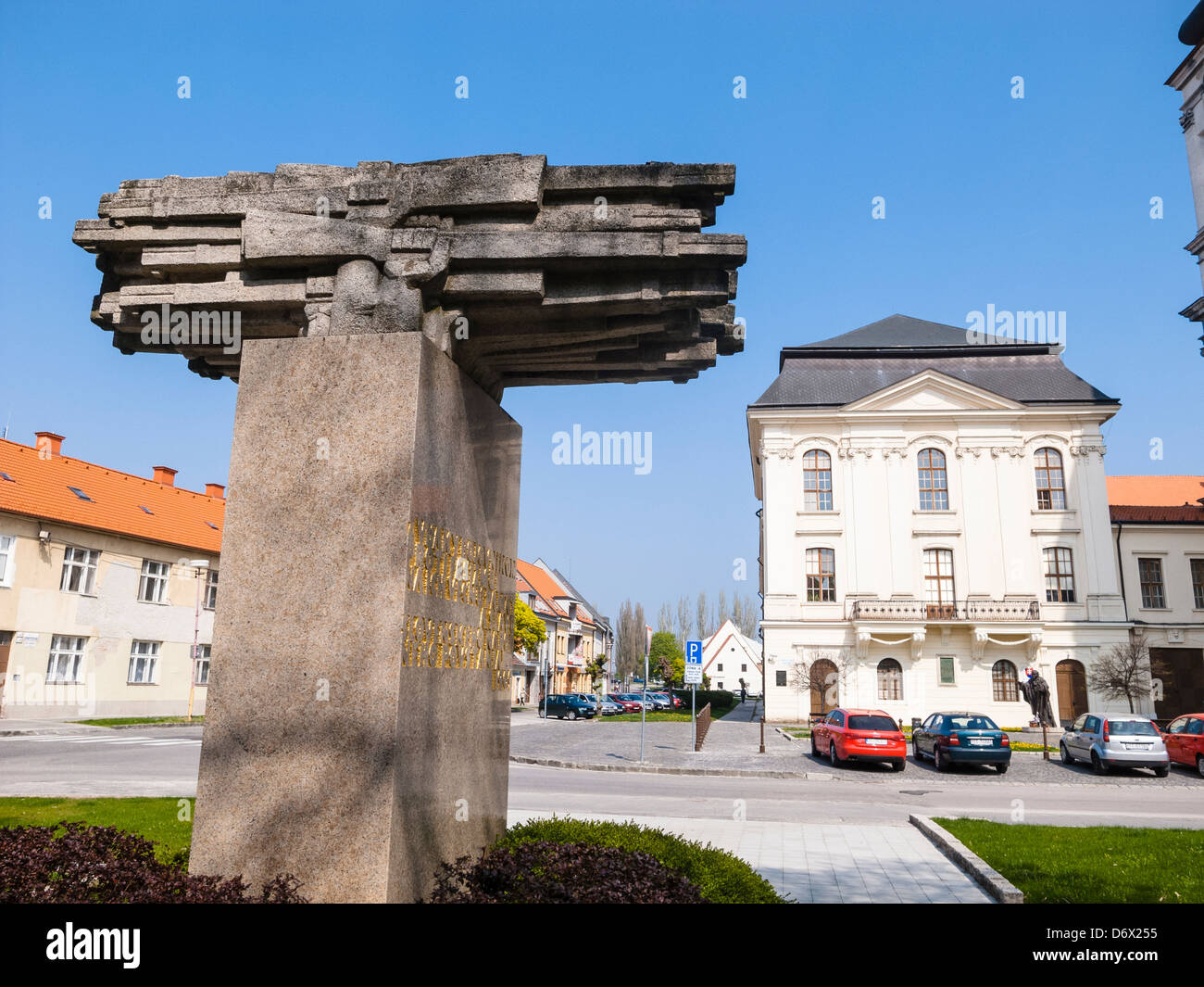 SNP memorial, Univerzitne namestie, Trnava, Slovakia Stock Photo