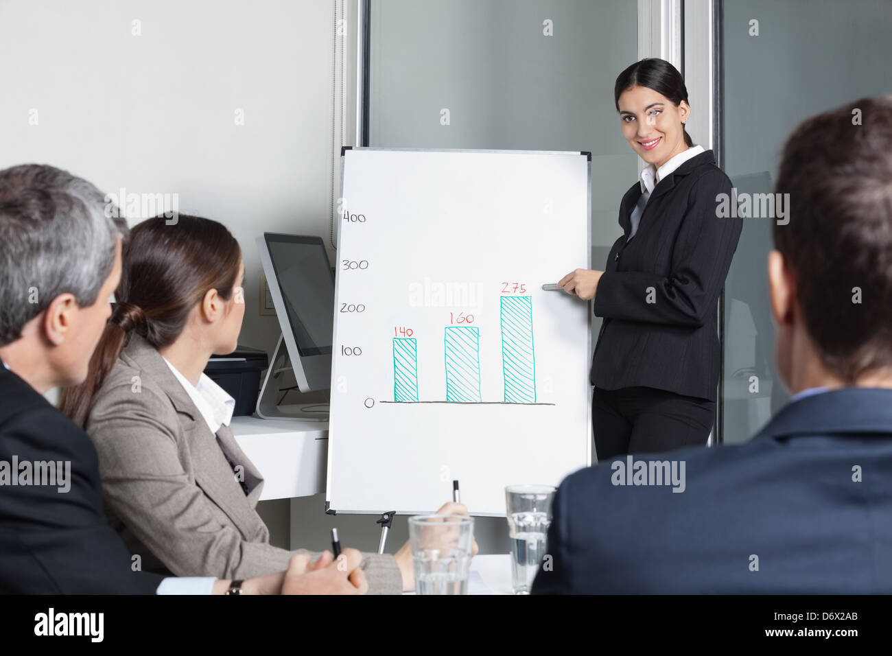 Businesswoman moderating strategy meeting for a business team in the office Stock Photo
