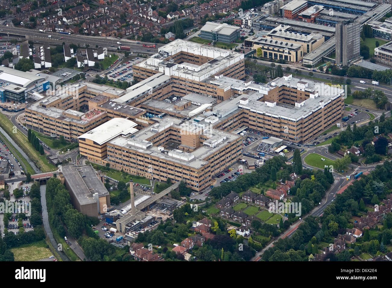 Aerial image of the Queens Medical Centre Hospital QMC in Nottingham