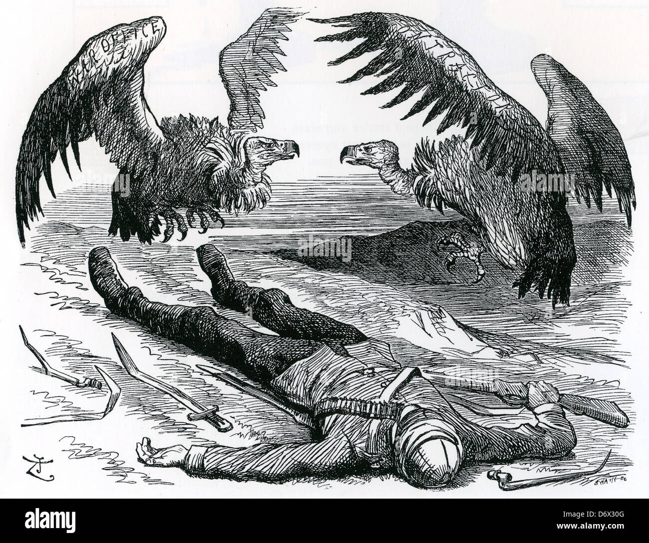 FIRST BOER WAR (1880-1881) Cartoon by John Tenniel in Punch, 23 April 1887- see Description below Stock Photo
