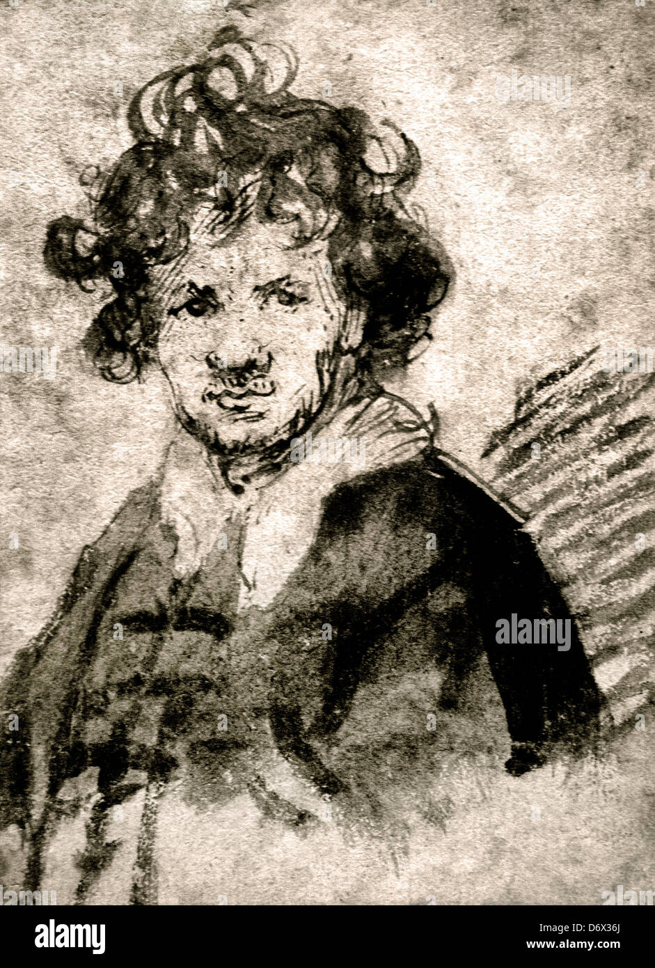 Self Portrait 1628 - 1629 pen ink Rembrandt Harmenszoon van Rijn Dutch 1606–1669 Netherlands Stock Photo