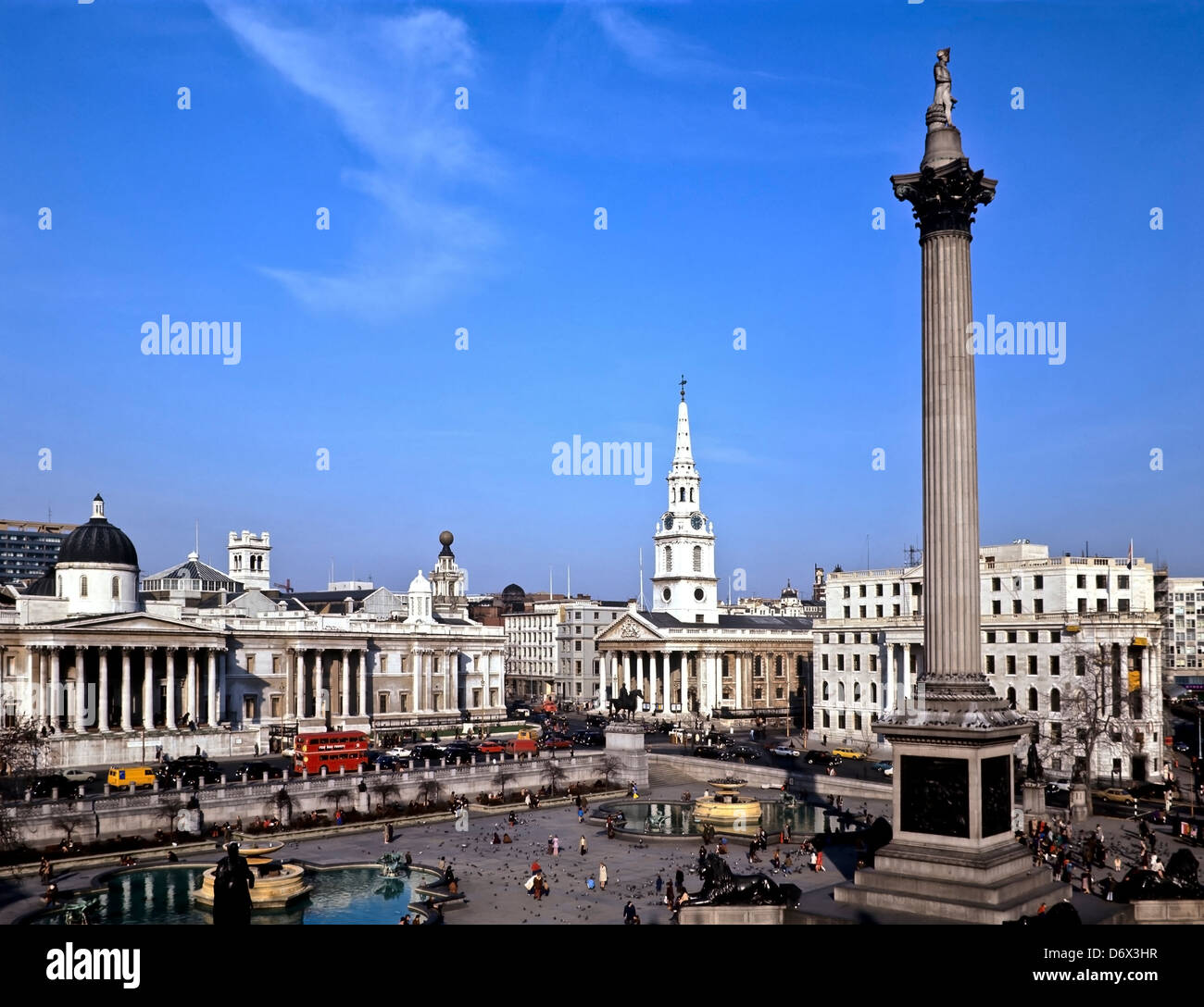 8520. Archival 1970s, Trafalgar Square, London, UK Stock Photo