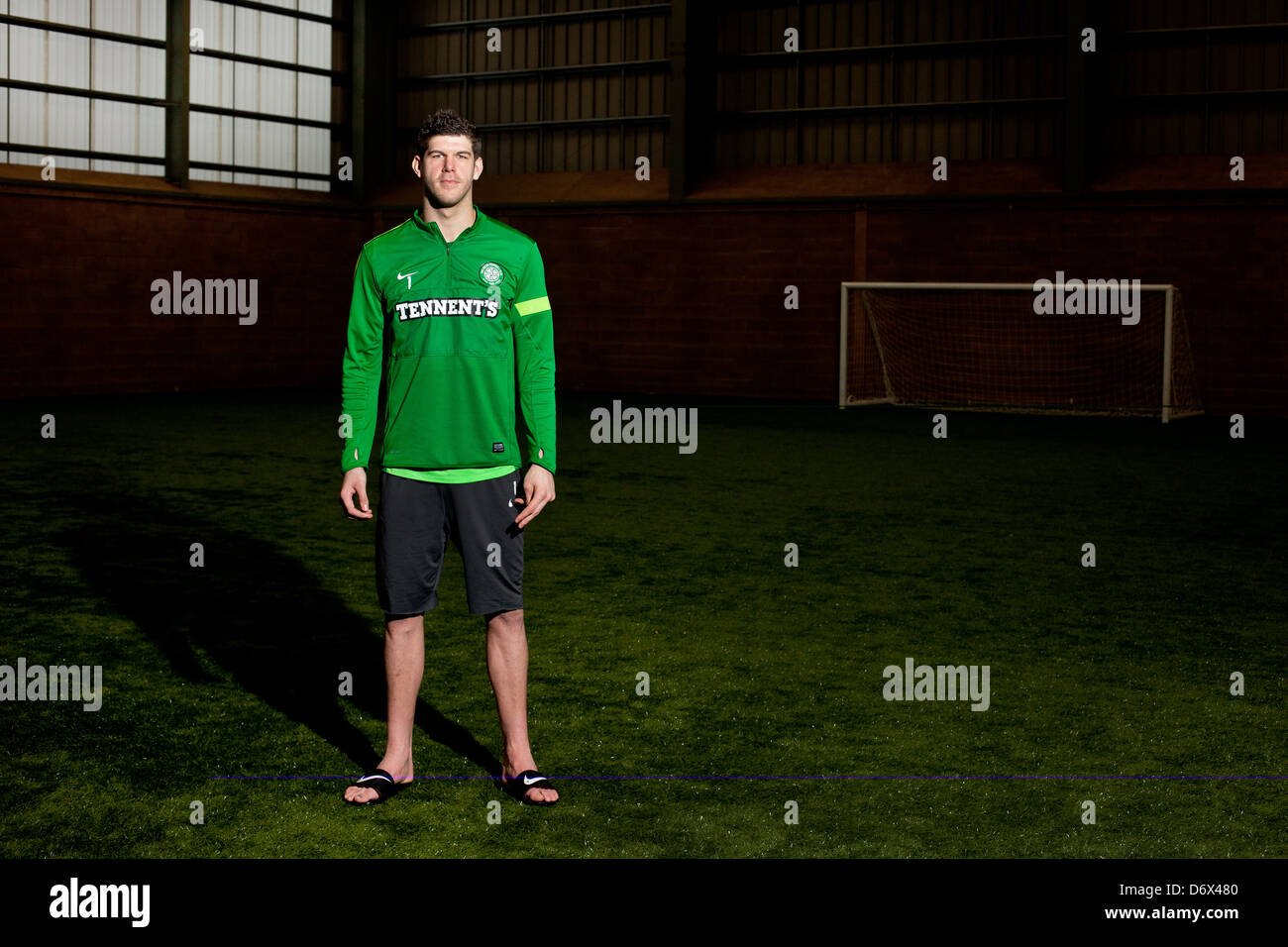 Portrait of Glasgow Celtic goalkeeper Fraser Forster, taken at the Celtic Training Centre, Lennoxtown, near Glasgow. Stock Photo