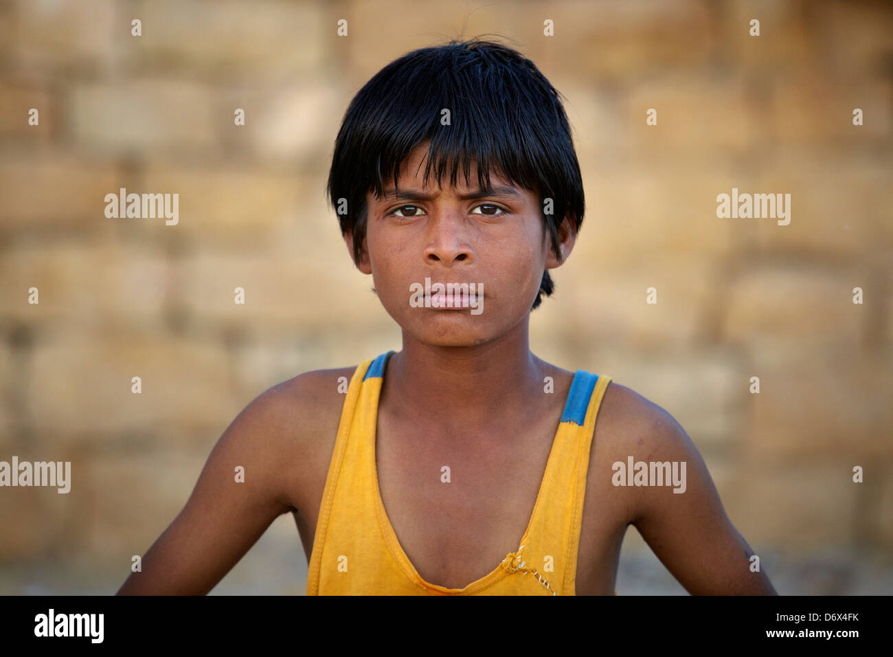 Portrait of india young boy child, Jaisalmer, state of Rajasthan, India Stock Photo