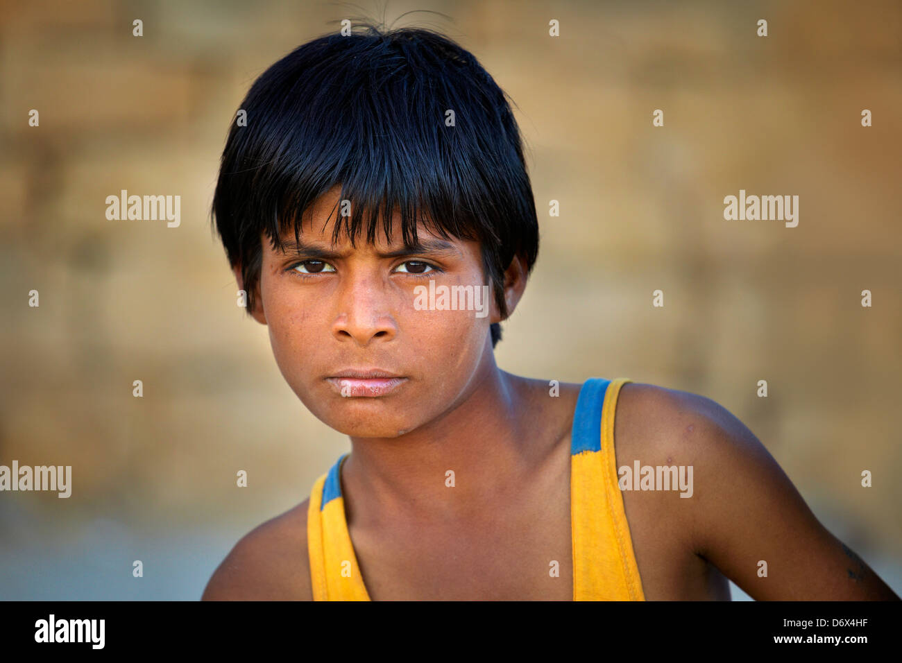 Portrait of india young boy children, Jaisalmer, India Stock Photo