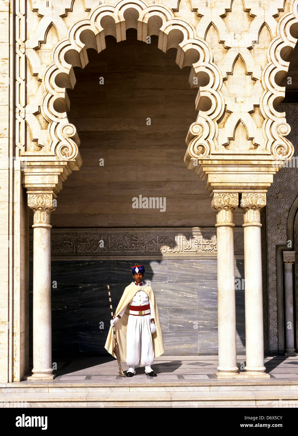 8556. Guard at Tomb of King Mohommed V, Rabat, Morocco Stock Photo