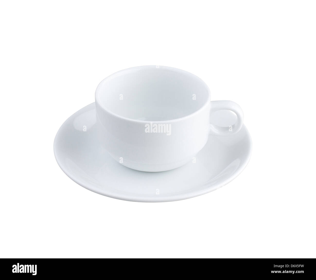 An empty tea or coffee cup with causer Stock Photo