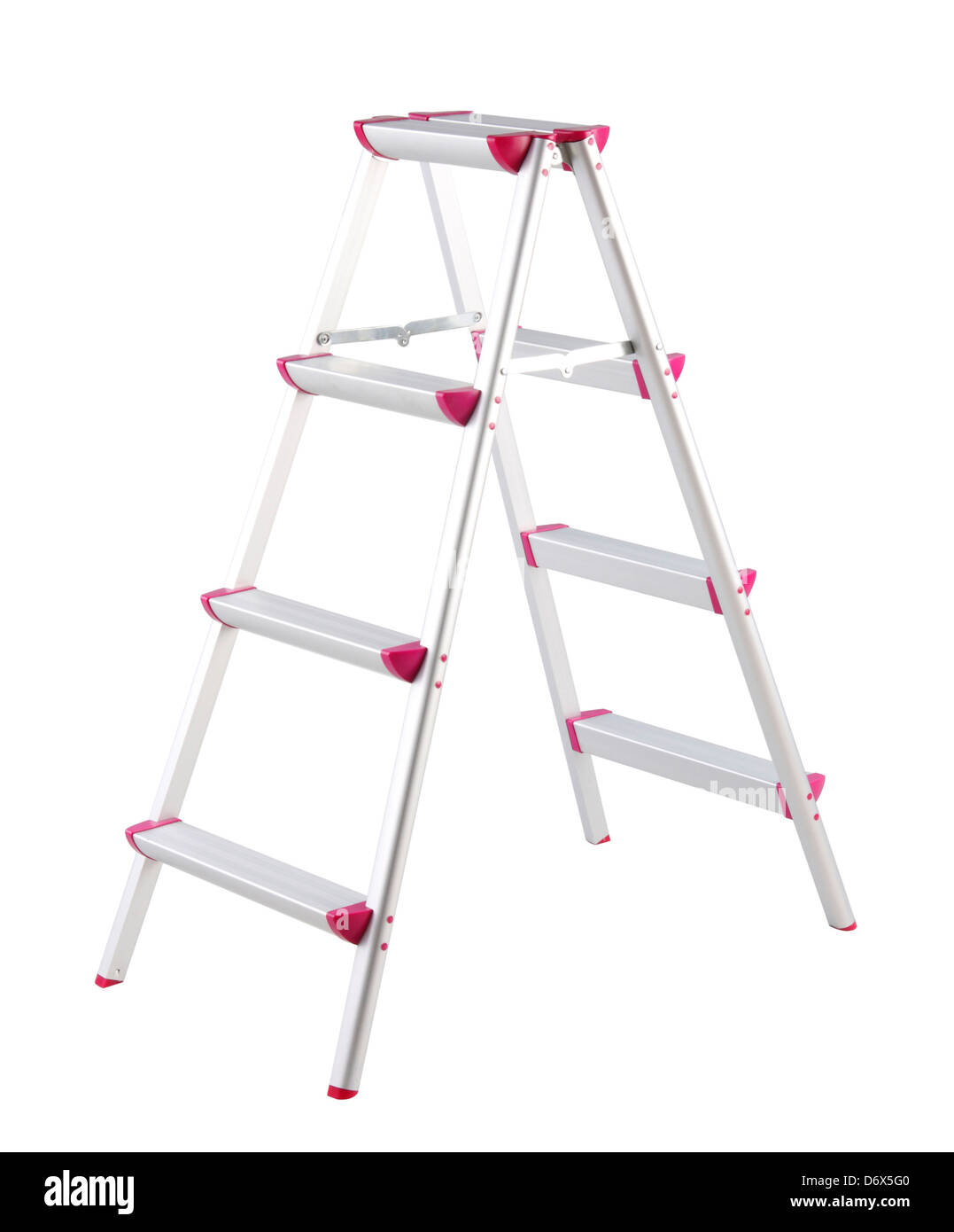 Aluminum ladder step isolated on white background Stock Photo