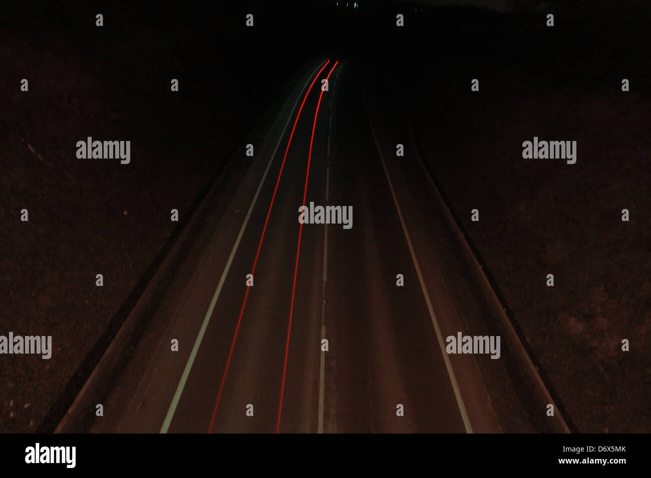 A57 road at night. Worksop, Notts, England, UK Stock Photo