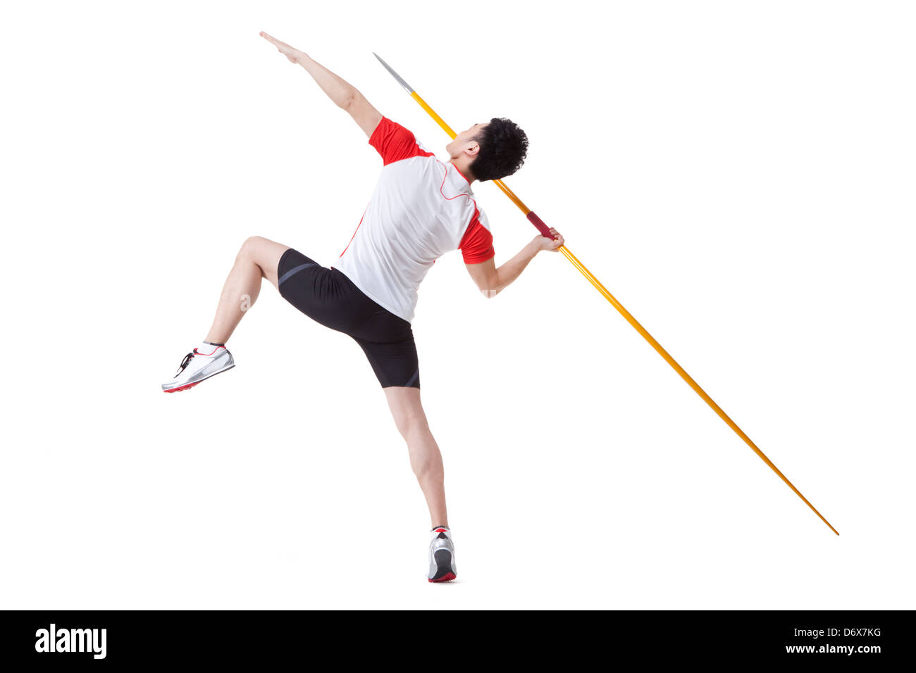 Male athlete throwing javelin Stock Photo Alamy