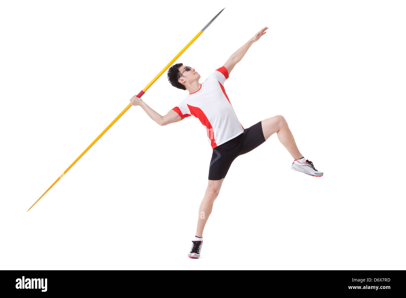 Male athlete throwing javelin Stock Photo - Alamy