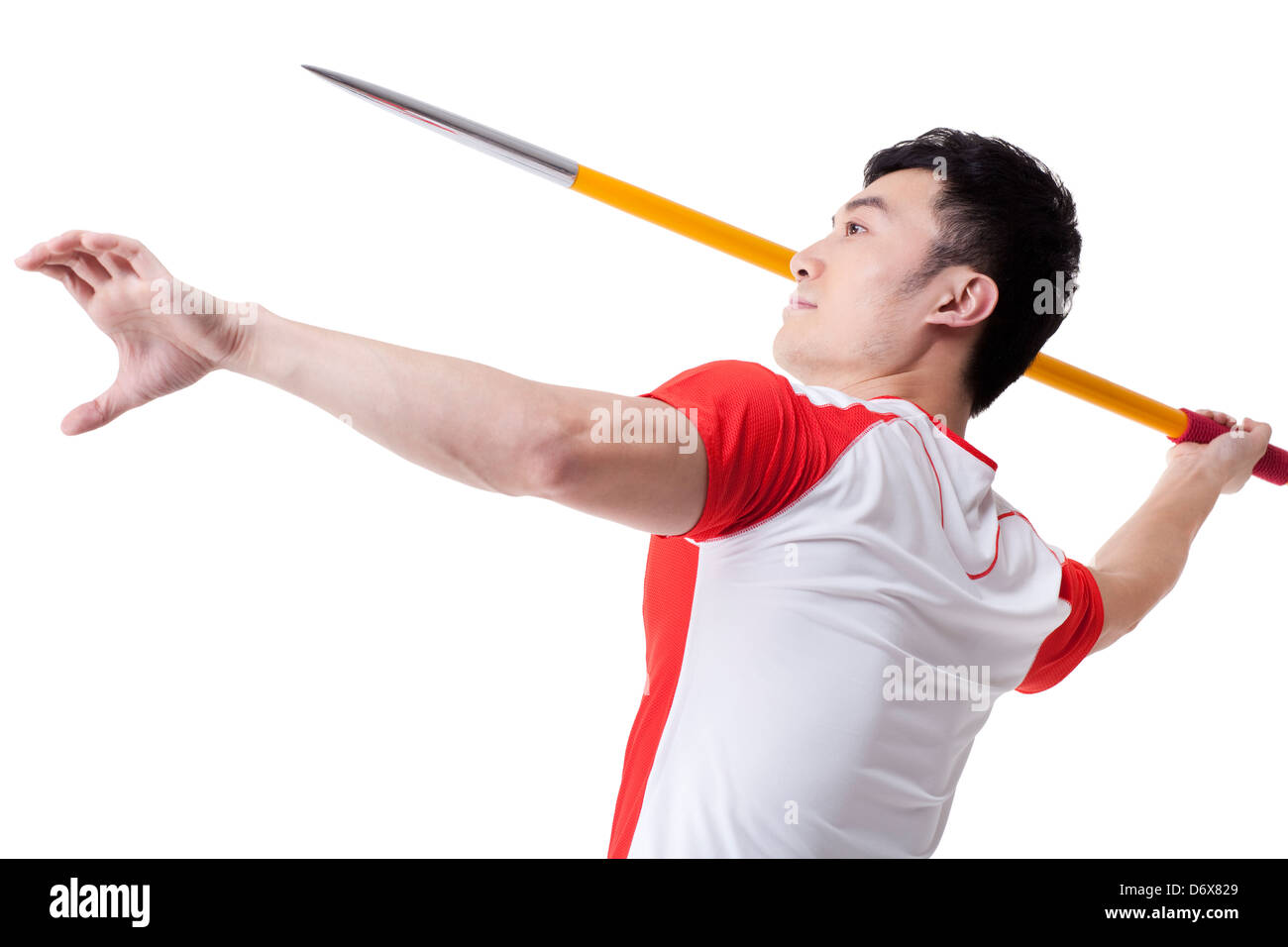 Male athlete throwing javelin Stock Photo Alamy
