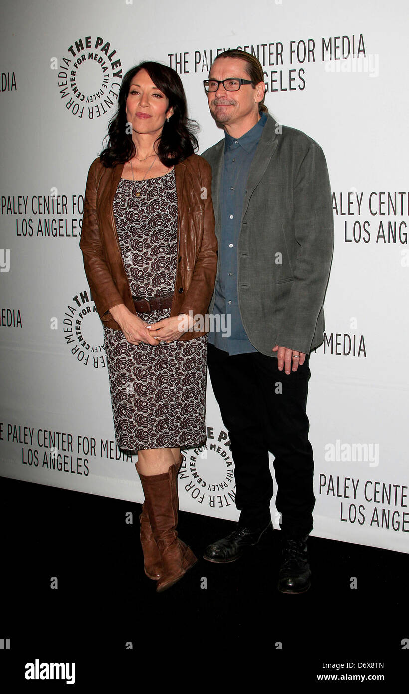 Kurt Sutter, Katey Sagal The Paley Center For Media's PaleyFest 2012 honoring 'Sons Of Anarchy' at the Saban Theater Los Stock Photo