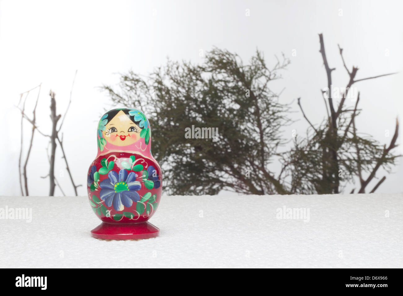 Russian doll 'matreshka' over white background Stock Photo
