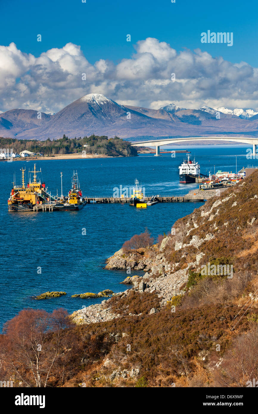 A view towards the Skye Bridge over Loch Alsh, connecting mainland Highland with the Isle of Skye. Stock Photo