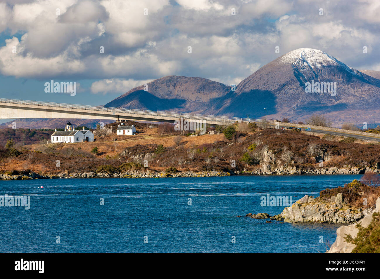 A view towards the Skye Bridge over Loch Alsh, connecting mainland Highland with the Isle of Skye. Stock Photo