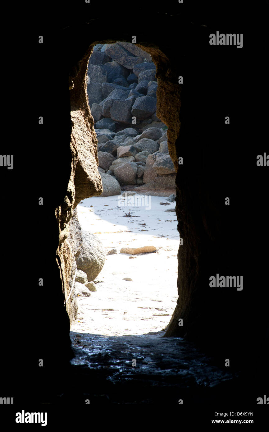 Passage through rocks to Porthgwarra Beach Cornwall UK Stock Photo - Alamy