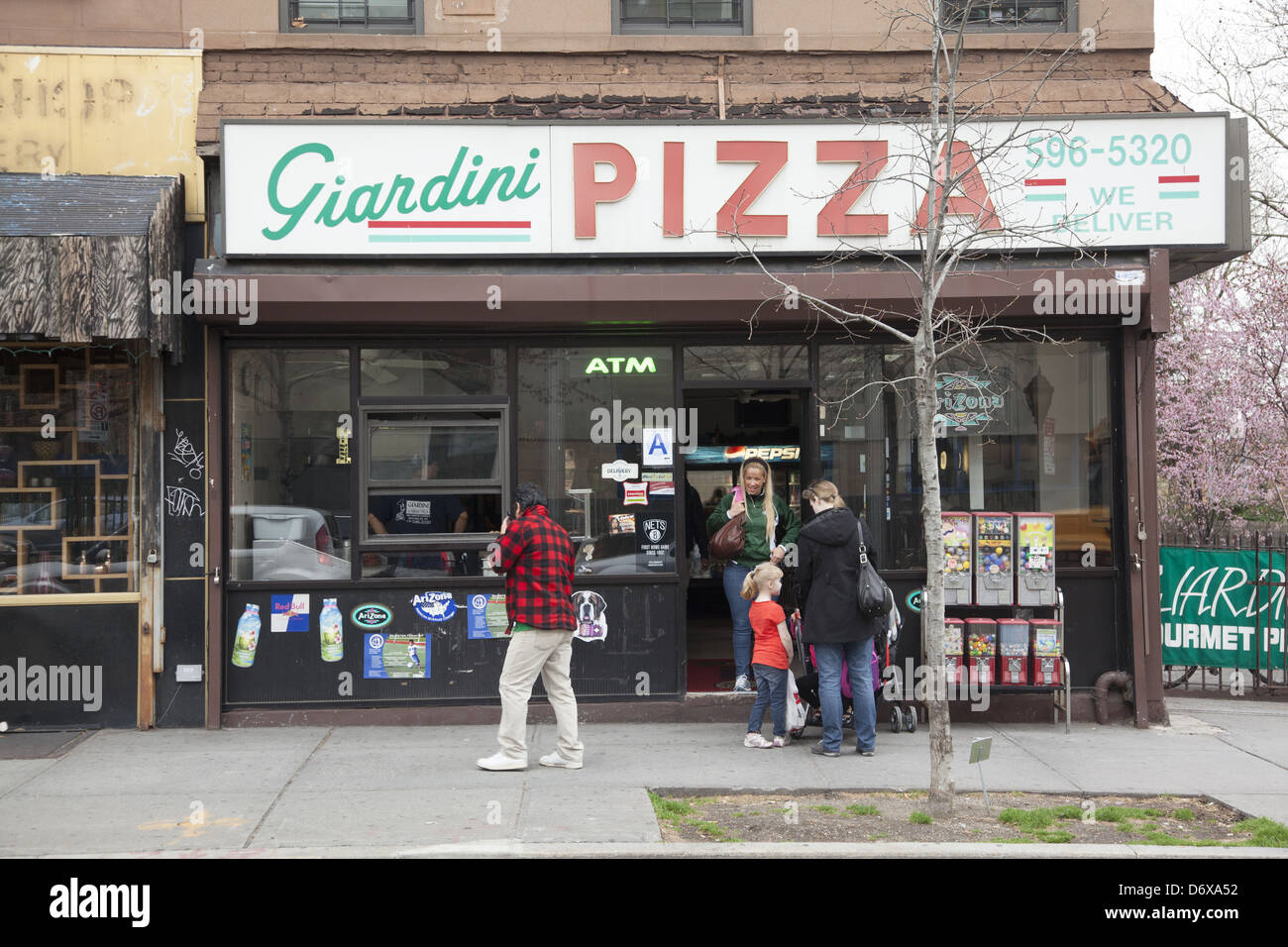 Pizza parlor on Smith St. in the Carroll Gardens neighborhood of Brooklyn, NY. Stock Photo