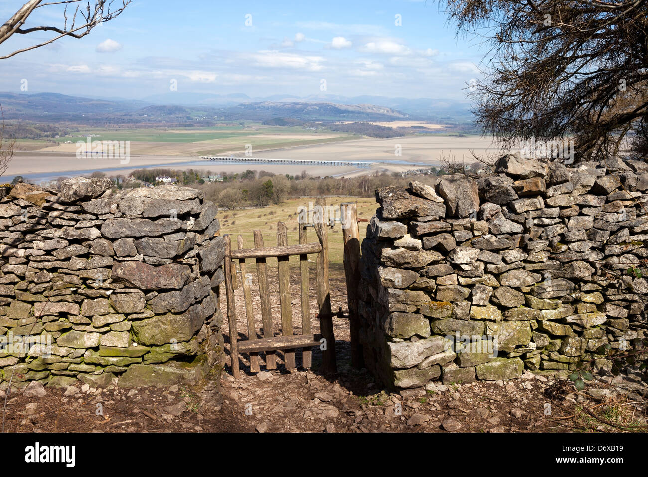 The Kent Estuary and Viaduct from the Slopes of Arnside Knott, Arnside Cumbria UK Stock Photo