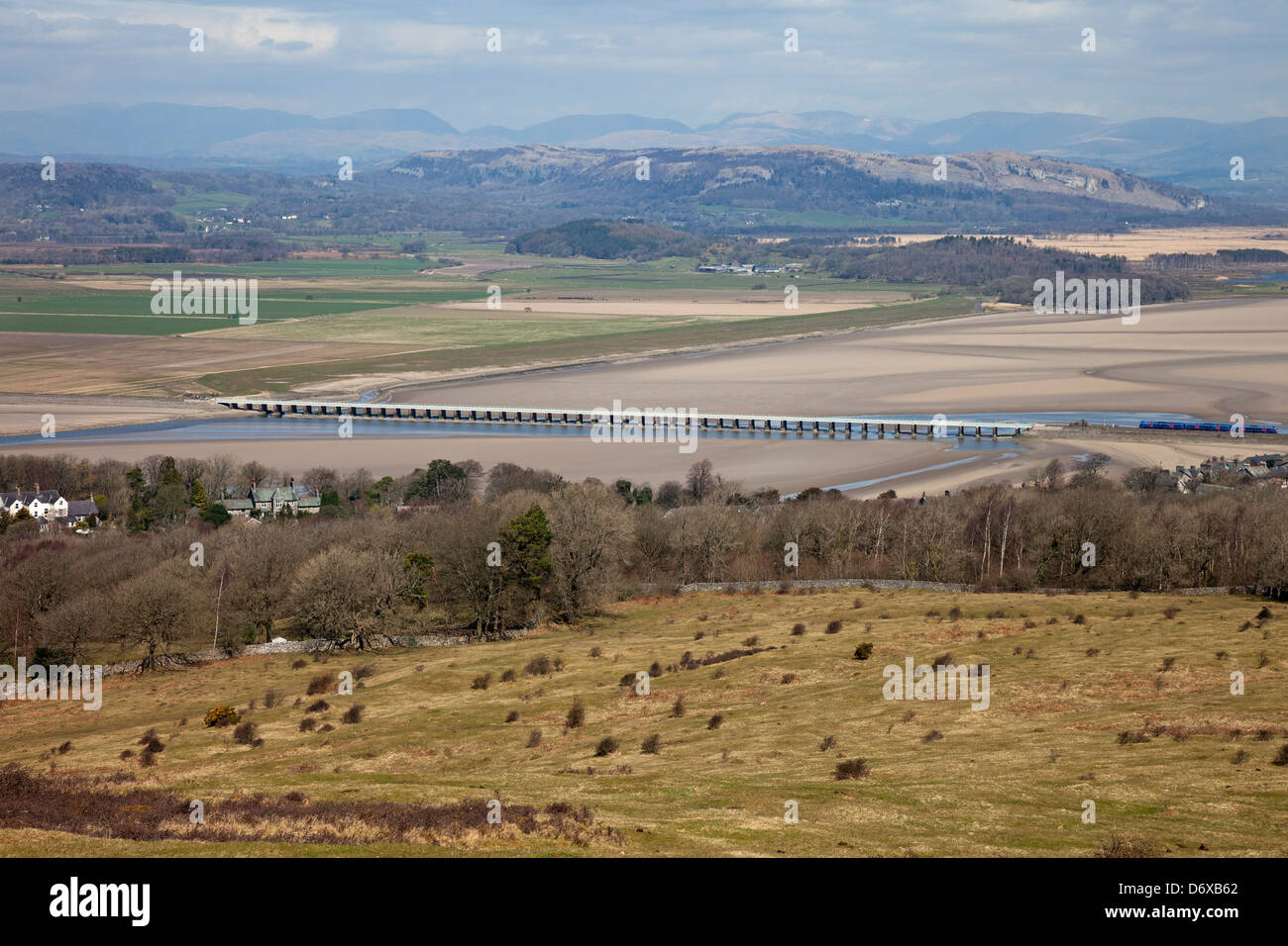 The Kent Estuary and Viaduct from the Slopes of Arnside Knott, Arnside Cumbria UK Stock Photo