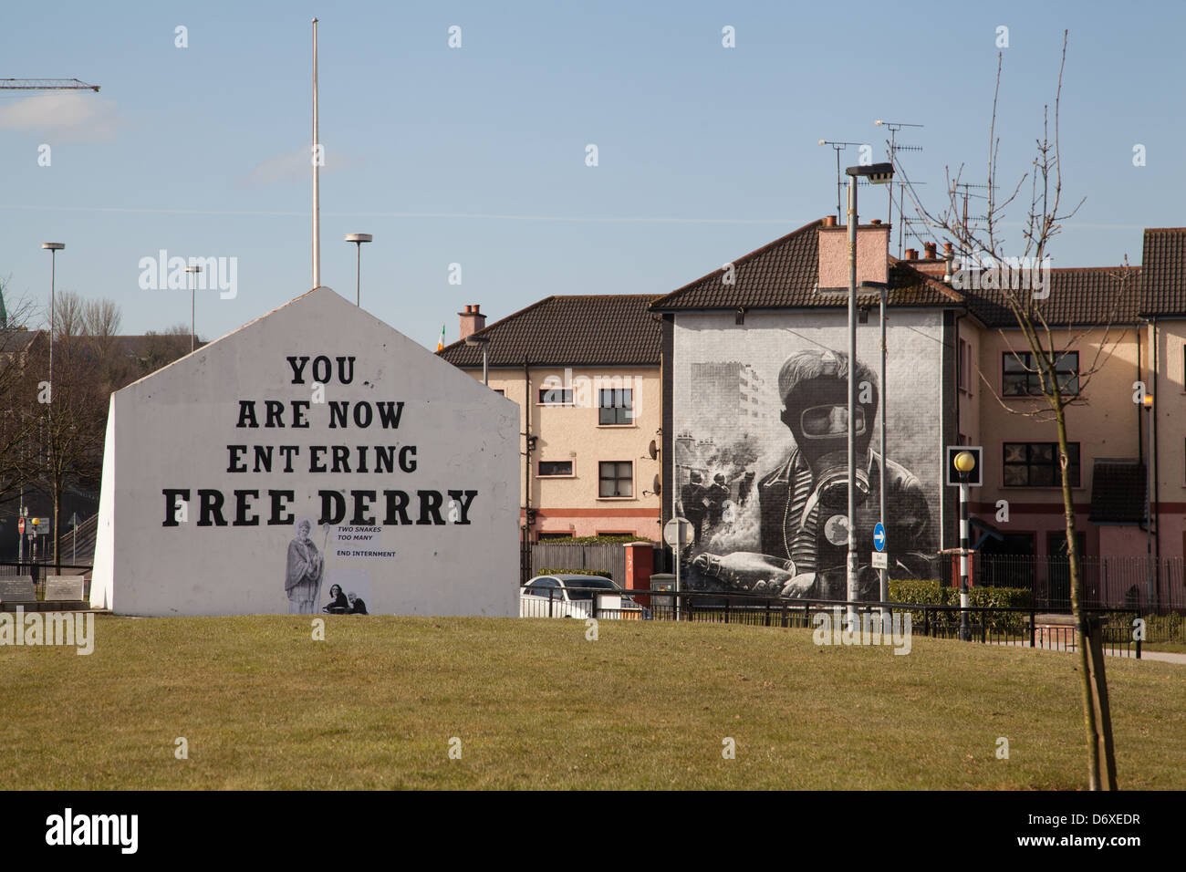 Free Derry Corner and republican mural Derry Londonderry Northern Ireland Stock Photo