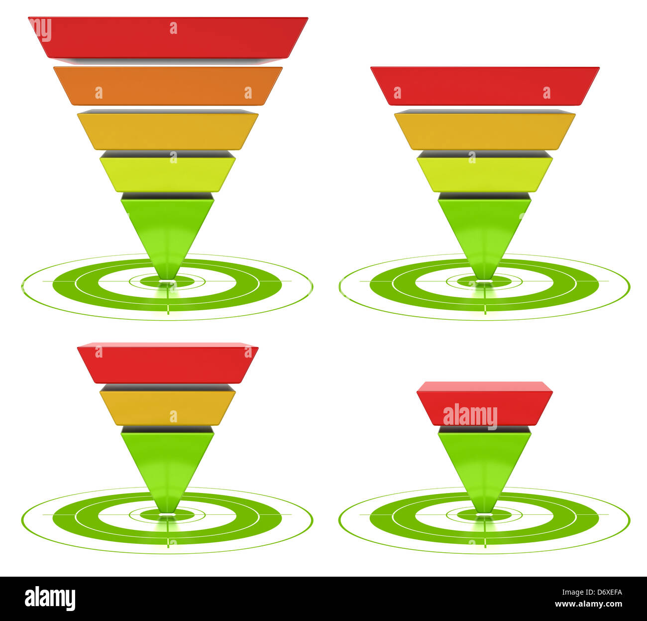 conversion funnel with customizable inverted pyramid over a white